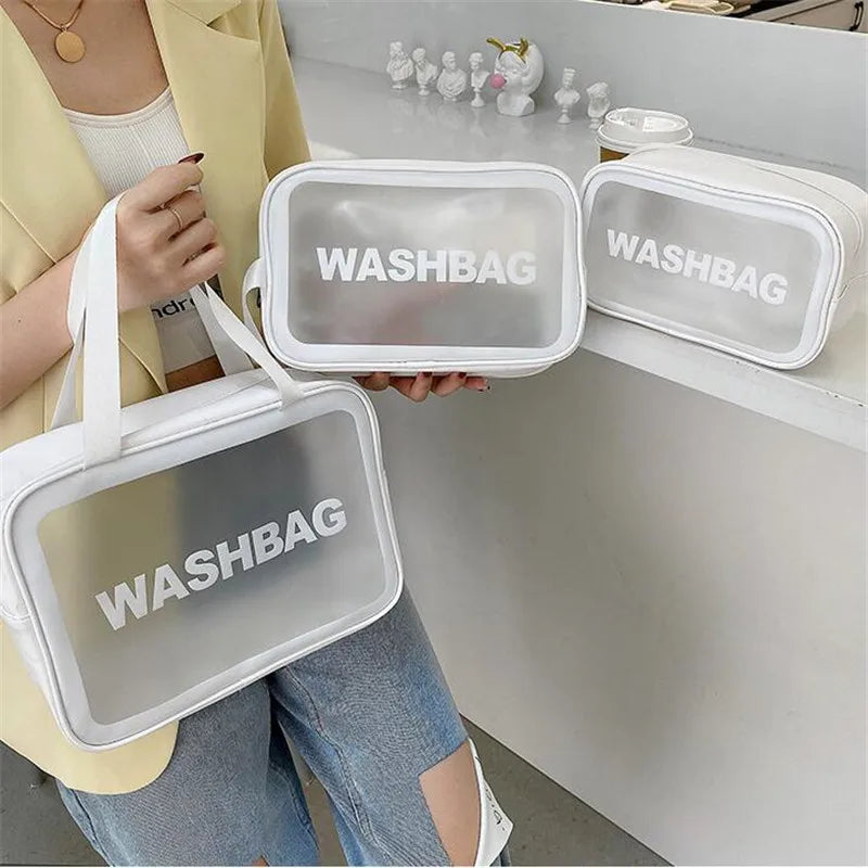 Women's Bag Portable Travel Wash Makeup Bag Clear Makeup Bag Waterproof Cosmetic Lettered Skin Care Makeup Beauty Bags