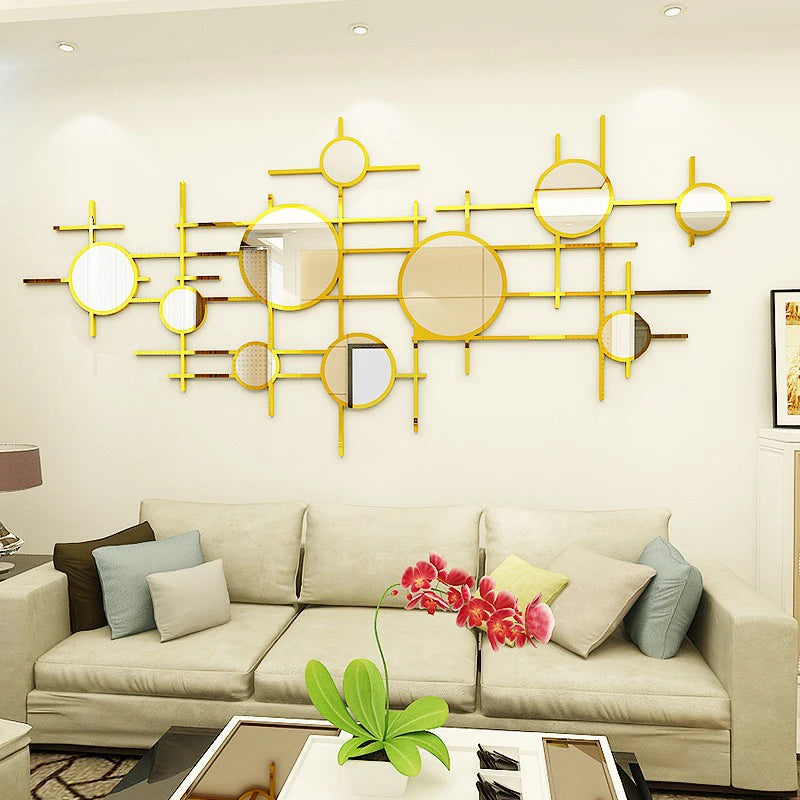 Simple Line Geometry Mirror Acrylic Wall Stickers, Living Room Wall Decoration, Originality 3D, DIY Home Decor