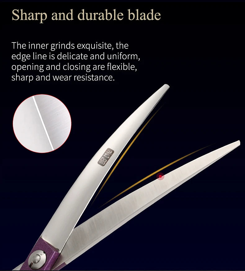 Fenice Professional symetrical handle colorful 6.5 inch pet dog curved animal grooming scissors