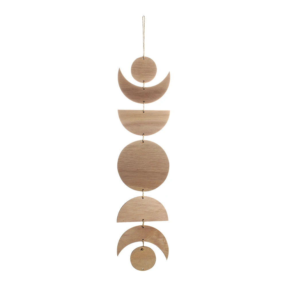 Wooden Moon Phase Garland Wall Decor Ramadan Decoration Boho Home Decor Bedroom Living Room Nursery Ornament Decor Craft Gift