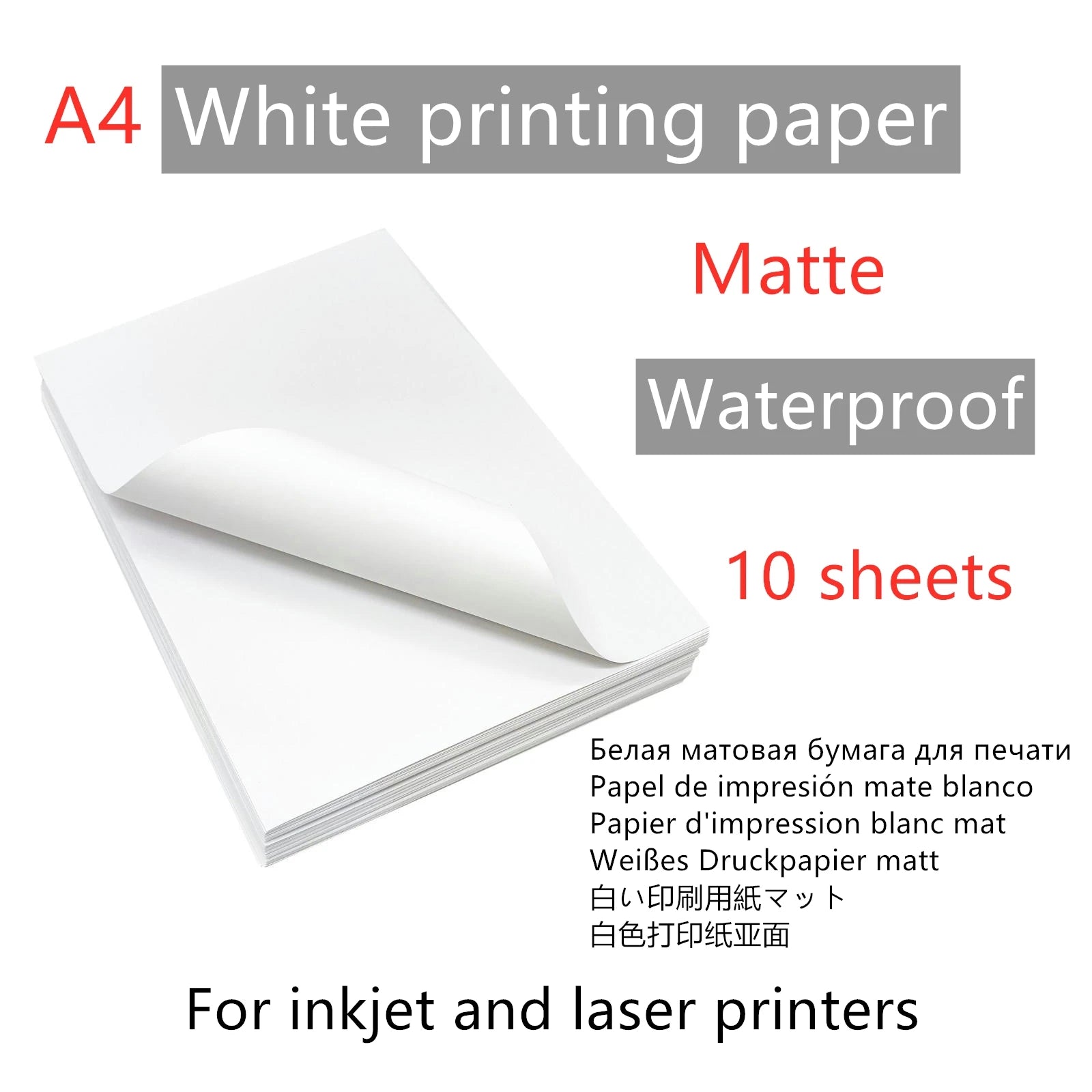 50/10 Sheets A4 Transparent Printable Vinyl Sticker Paper Waterproof Self-Adhesive Glossy paper for Inkjet Printer DIY Crafts