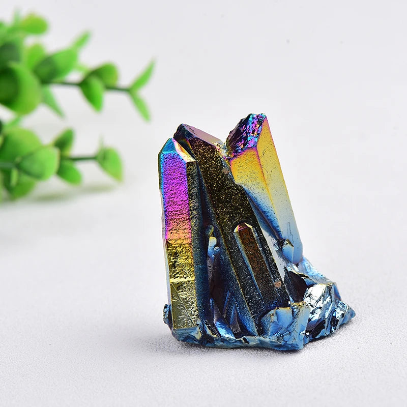 1PC 100% Natural Crystal Quartz Electroplated Colourful Column Reiki Mineral Ore Or Ornaments Aquarium Home Decor Healing Stone