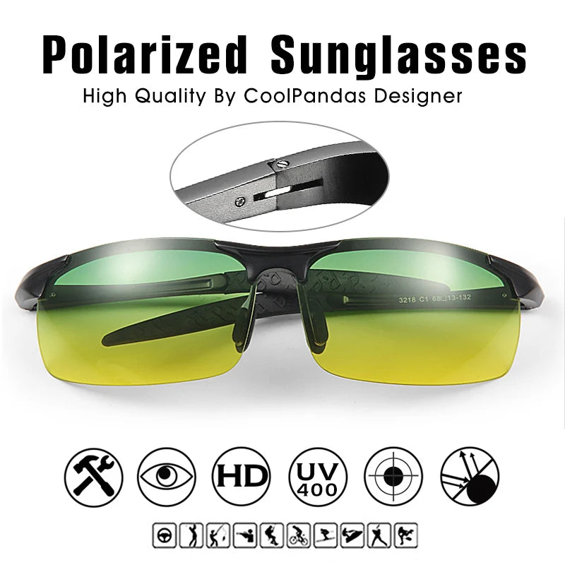 CoolPandas Brand Goggle Men Polarized Sunglasses Safe Driving Day Night Vision Glasses Male Women Eyewear UV400 zonnebril heren