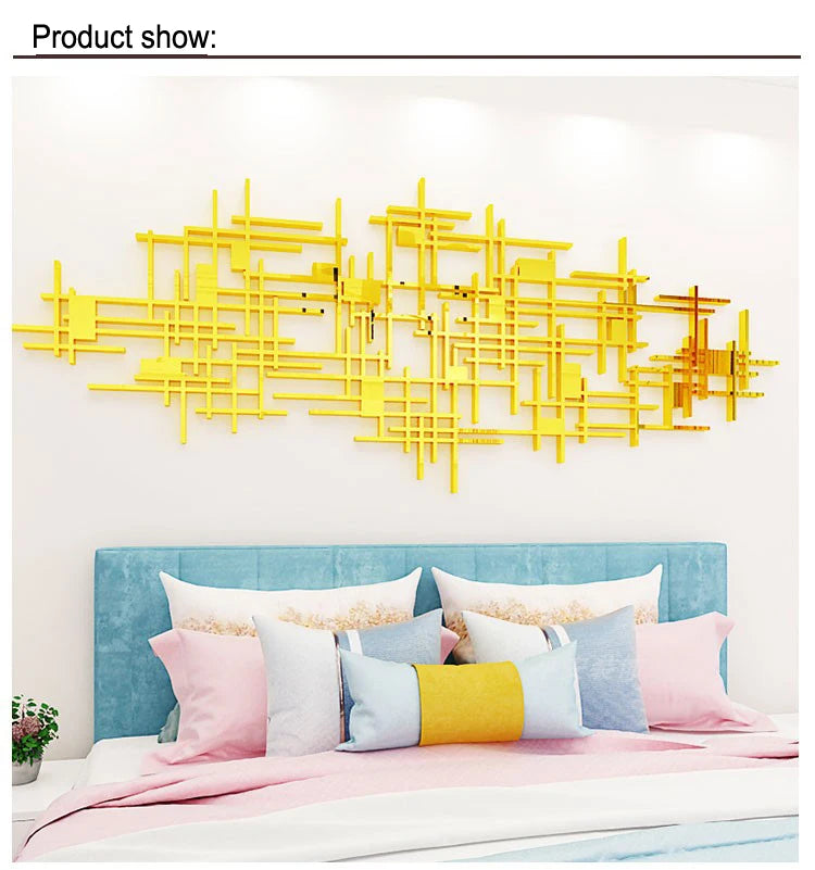 Simple Line Geometry Mirror Acrylic Wall Stickers, Living Room Wall Decoration, Originality 3D, DIY Home Decor