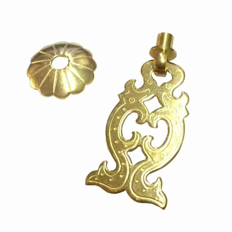 Vintage Fish Shape Small Brass Cabinet Knobs And Handles Handmade Ring Pull Drop Closet Drawer Door Furniture handles