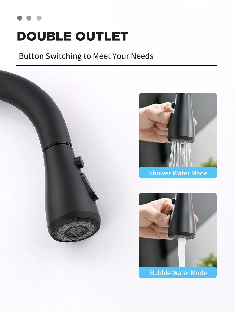 Brushed Nickel Kitchen Faucet Single Hole Pull Out Spout Kitchen Sink Mixer Tap Stream Sprayer Head Chrome/Black Mixer Tap866068