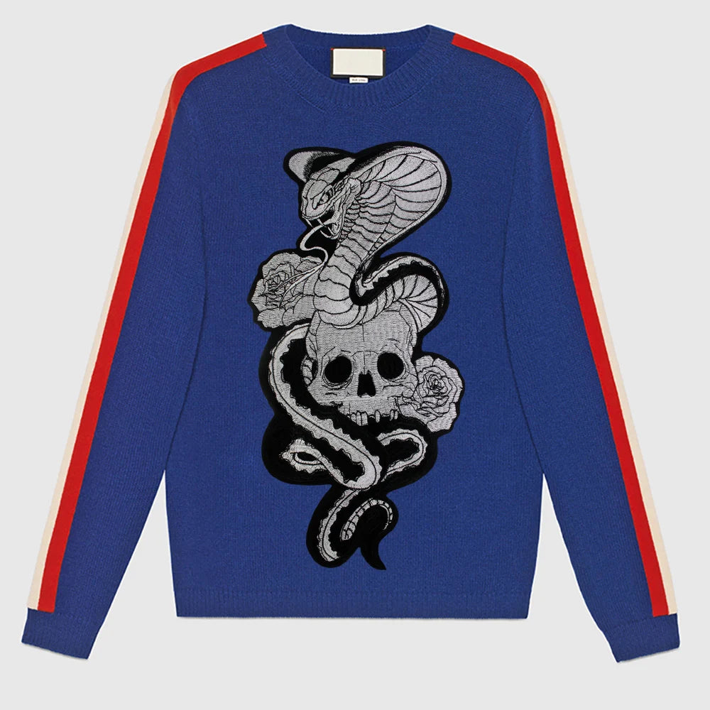 Large Skull Snake flower Biker Patches Iron on Embroidery Back Applique Jackets DIY Motorcycle Patch for Clothing Punk  Badge