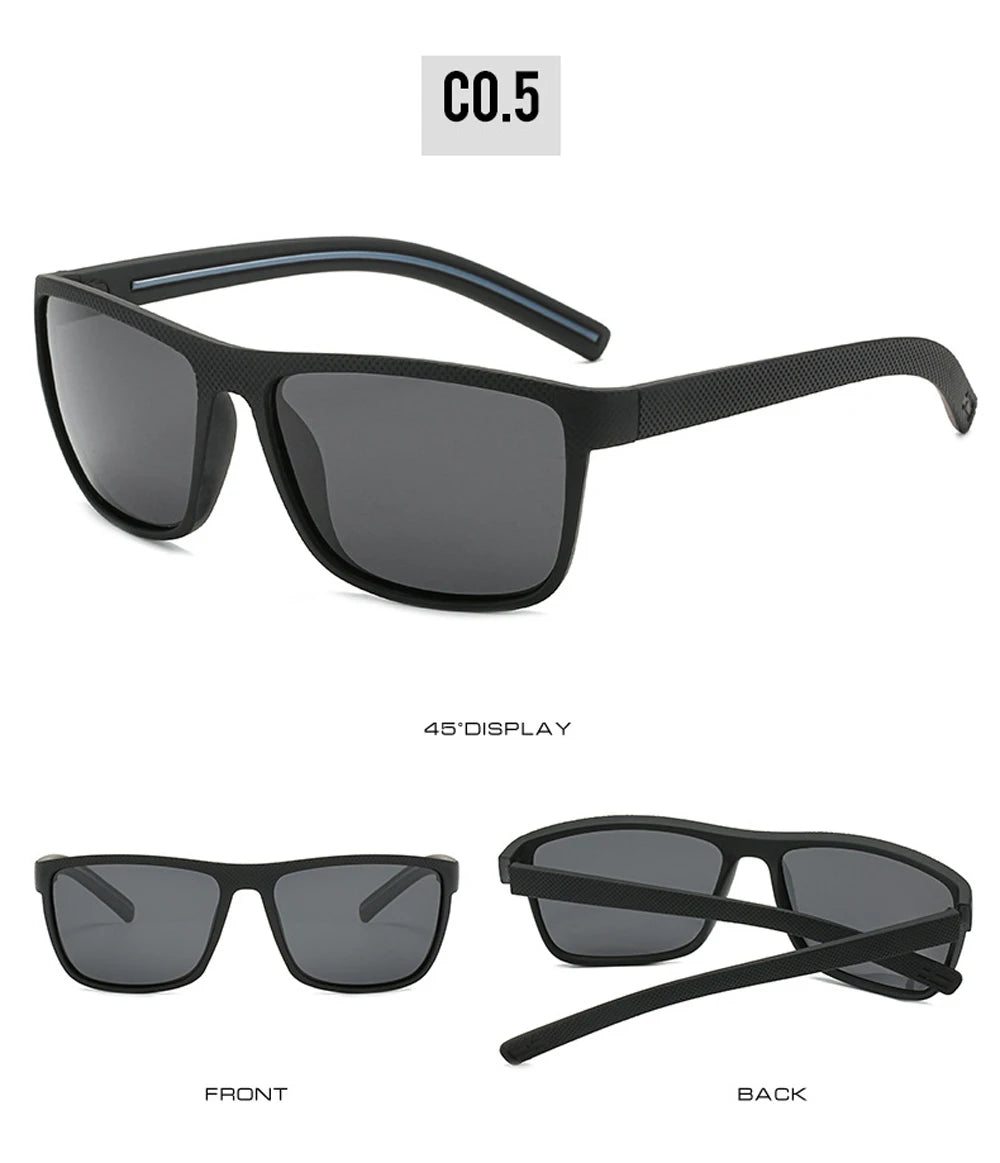 MUSELIFE Polarized Sunglasses for Men - Fashion Square Design Driving Eyewear in Plastic - Oculos de Sol for Travel