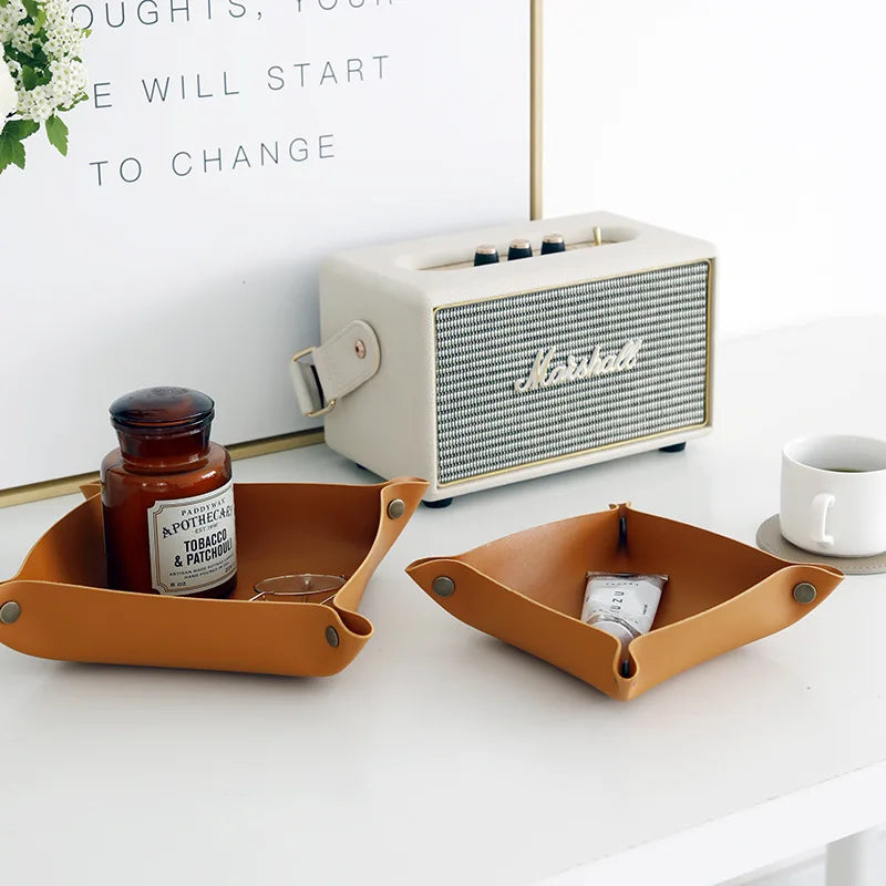 Trays Leather Personalized Desk Organizer Desktop Storage Box for Jewlery Key Cosmetics Glasses Headphone Wallet Office Home Use