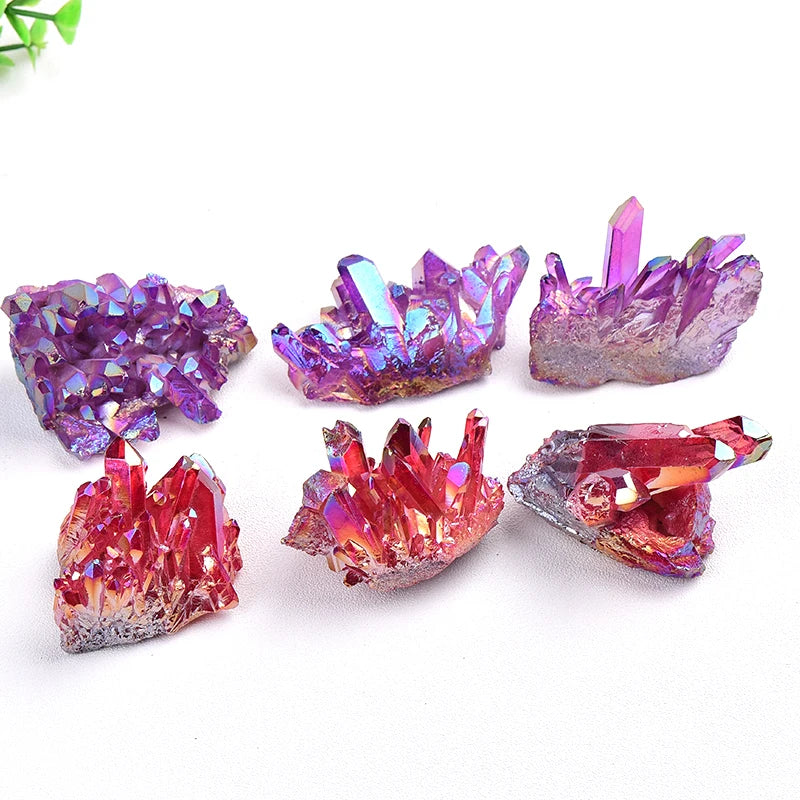 1PC 100% Natural Crystal Quartz Electroplated Colourful Column Reiki Mineral Ore Or Ornaments Aquarium Home Decor Healing Stone