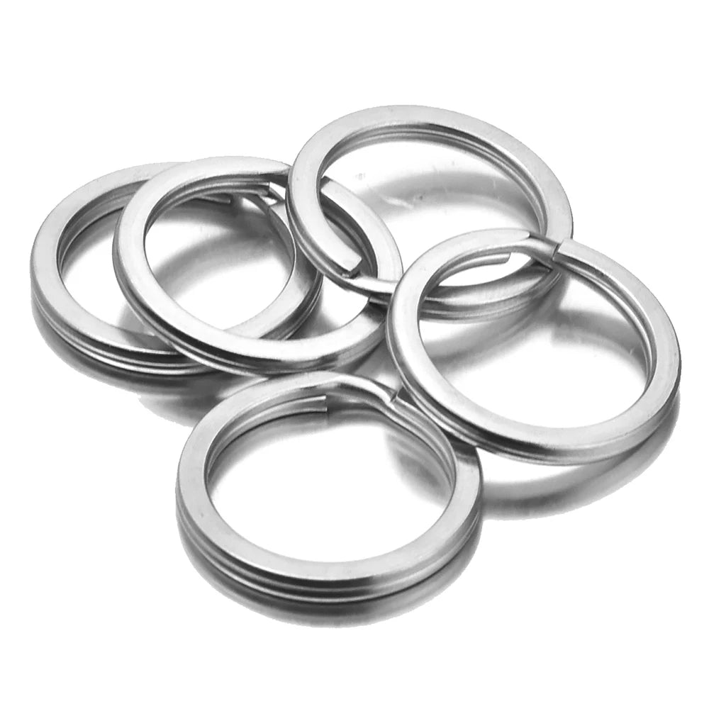 Aiovlo 20pcs/lot Stainless Steel Make Keychain Key Ring Flat