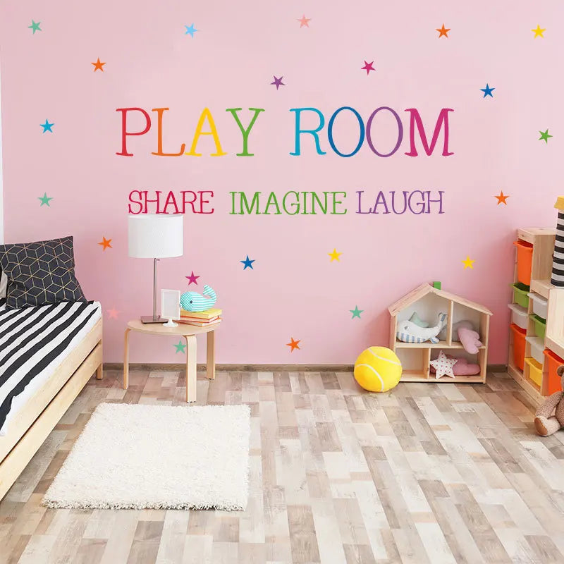 Colored Pattern Play Room Wall Sticker Kids Rooms Bedroom Decorations Wallpaper English Proverbs Mural Removable Stickers Poster