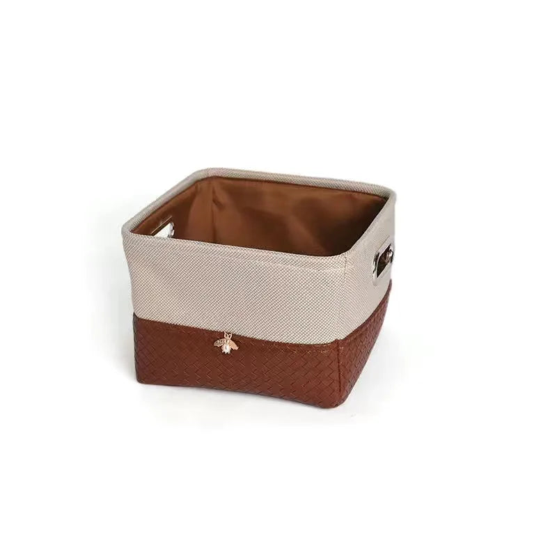 Foldable Storage Basket Organizer Toys Box Sundries Book Snack Desk Organizer Clothes Basket PU Laundry Hamper Home Decor