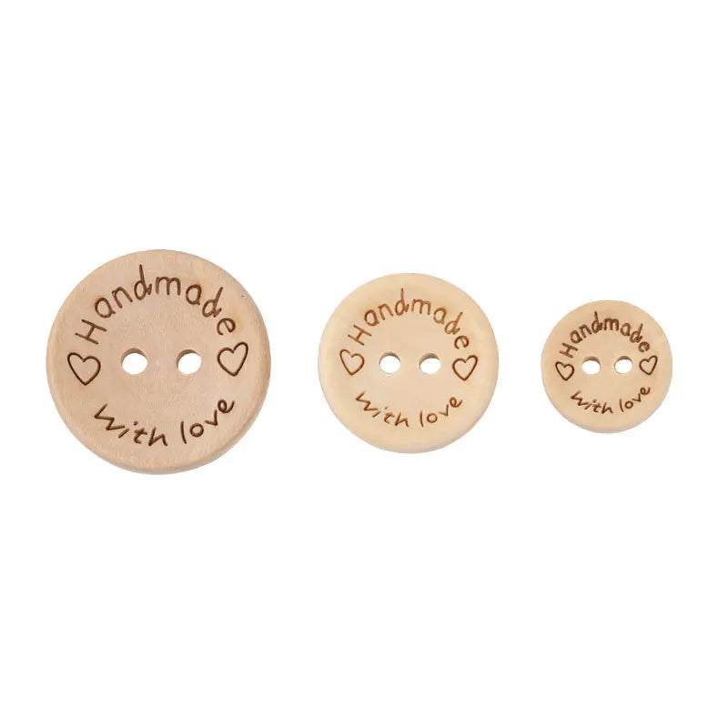 50Pcs 2Hole Natural Wooden Buttons handmade with love wood Button For Scrapbooking Craft DIY Baby Clothing Sewing Accessories