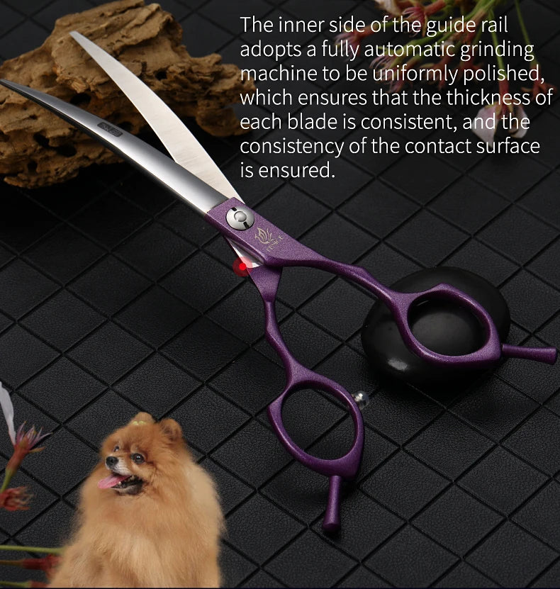 Fenice Professional symetrical handle colorful 6.5 inch pet dog curved animal grooming scissors