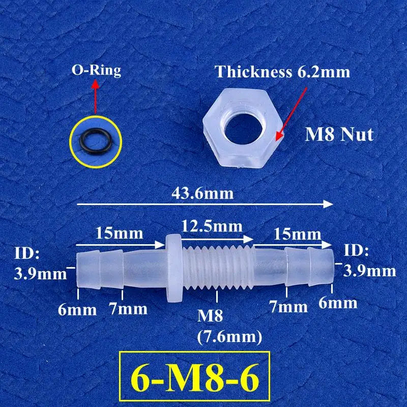 5~200Pcs M6~M10 To 3~8mm PP Pagoda Direct Connectors Hex Nut O-Ring Aquarium Tank Air Pump Adapter Garden Irrigation Hose Joint