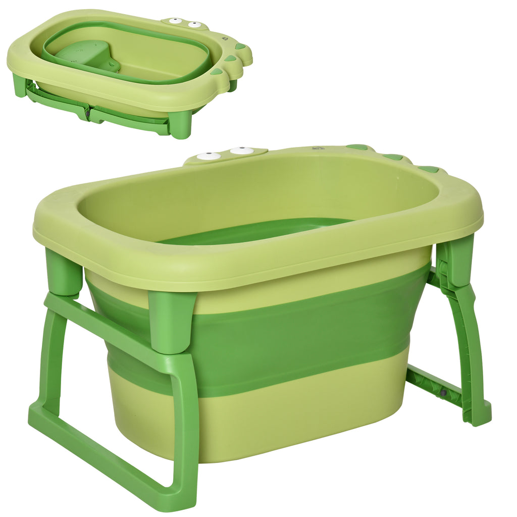 Homcom Folding Baby Bathtub for Newborns up to 6 Years Portable Children's Bathtub with Non-Slip Feet 105L Green