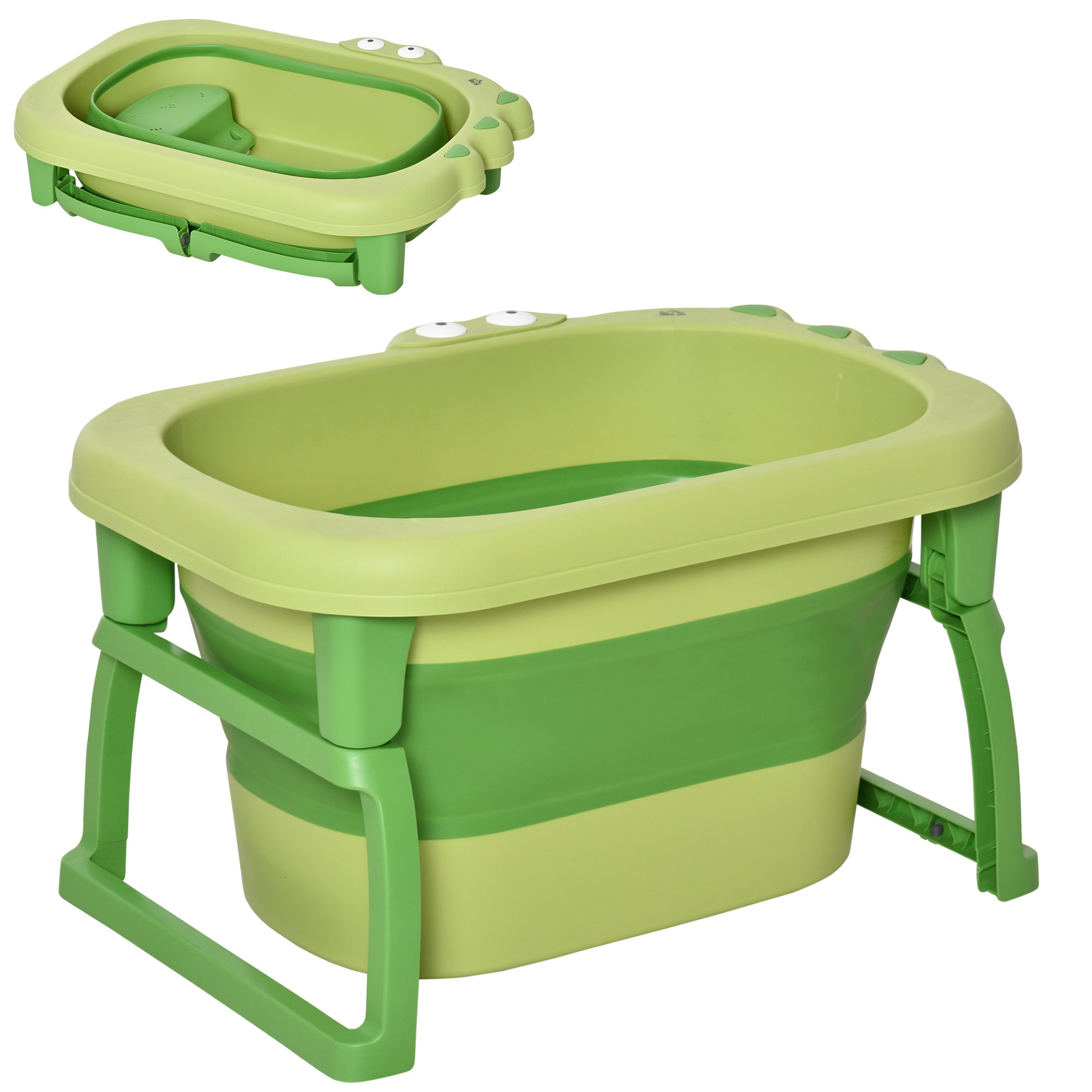 Homcom Folding Baby Bathtub for Newborns up to 6 Years Portable Children's Bathtub with Non-Slip Feet 105L Green