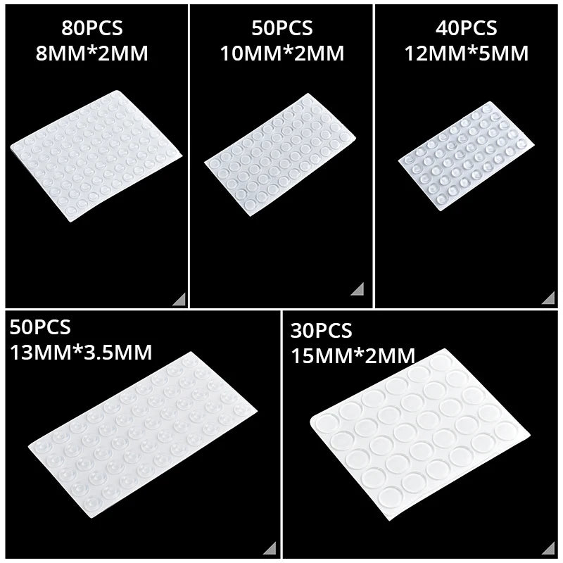 KAK 50-80 Grain Silicon Door Stops Pad Transparent Rubber Kitchen Cabinet Catches Self-Adhesive Damper Buffer Furniture Hardware