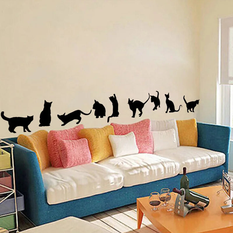 Black Cats Combination Wall Stickers Living Room Bedroom Sofa Background Decoration Mural Art Decals For Home Decor Wallpaper