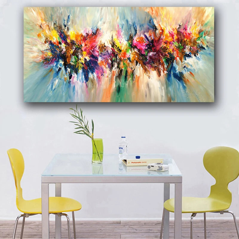 Abstract Colorful Canvas Painting Quadro Flower Posters and Prints Wall Art Pictures Cuadros Living Room Home Decor No Frame