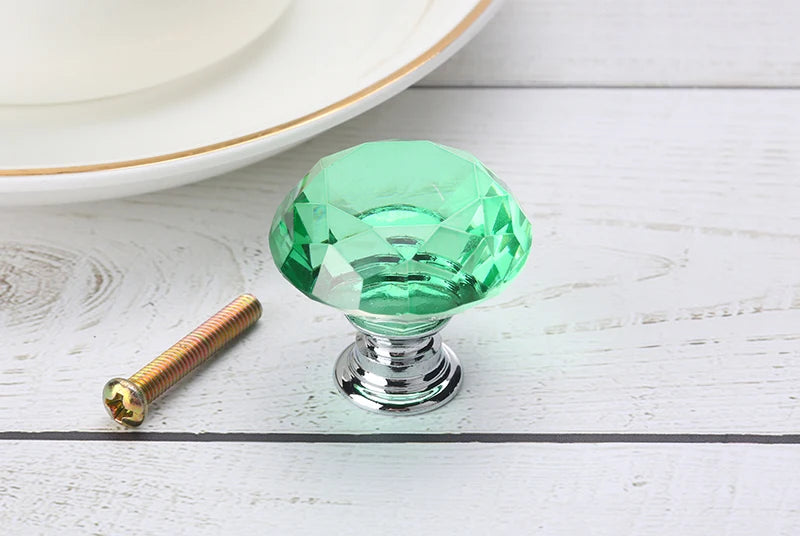 NAIERDI 20mm 30mm Diamond Crystal Glass Knobs Cupboard Pulls Drawer Knobs Kitchen Cabinet Handles Modern Style Furniture Pulls