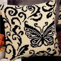 1patterns 411  DIY Needlework Kit  Acrylic Yarn Embroidery Pillow Tapestry Canvas Cushion Front Cross Stitch Pillowcase-
