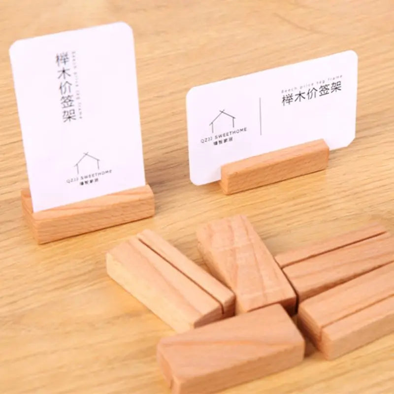 Wooden Numbers Photo Display Stand Business Card Holder Name Memo Clips Office Desk Organizer Dinner Party #723