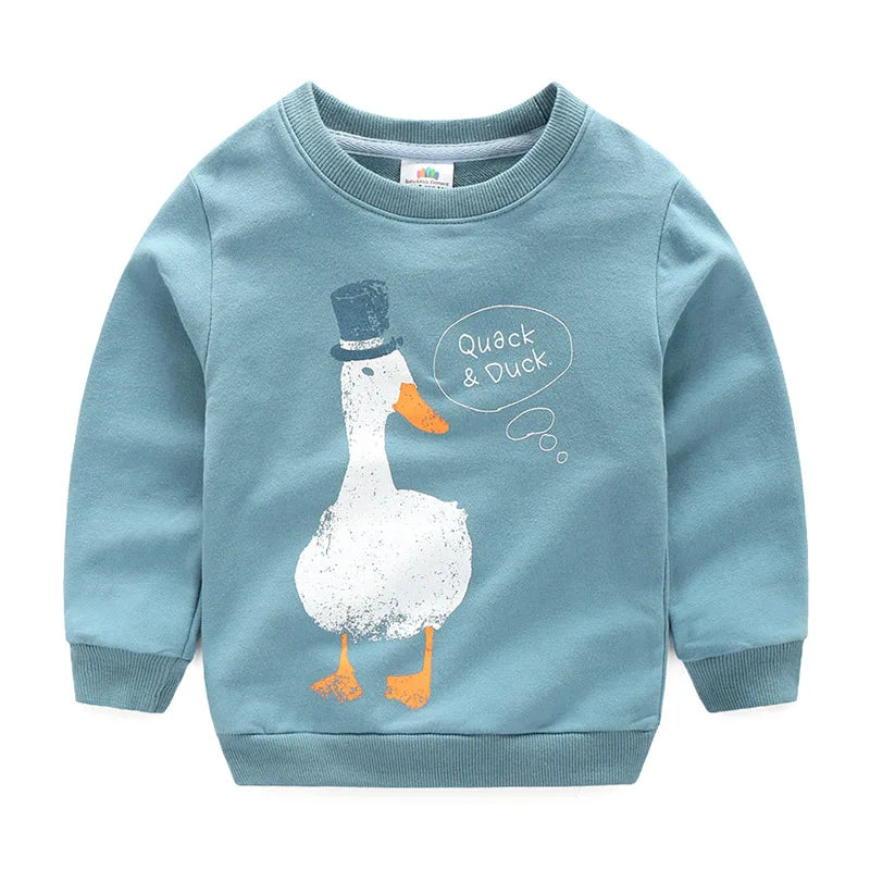 2025 Spring Autumn Korea Style 2 3 4 6 8 10 Years Children'S Birthday Long Sleeve Cartoon Animal Print Kids Baby Boy Sweatshirt