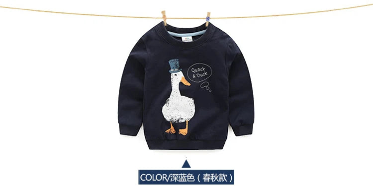 2025 Spring Autumn Korea Style 2 3 4 6 8 10 Years Children'S Birthday Long Sleeve Cartoon Animal Print Kids Baby Boy Sweatshirt