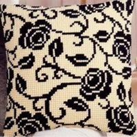 1patterns 411  DIY Needlework Kit  Acrylic Yarn Embroidery Pillow Tapestry Canvas Cushion Front Cross Stitch Pillowcase-