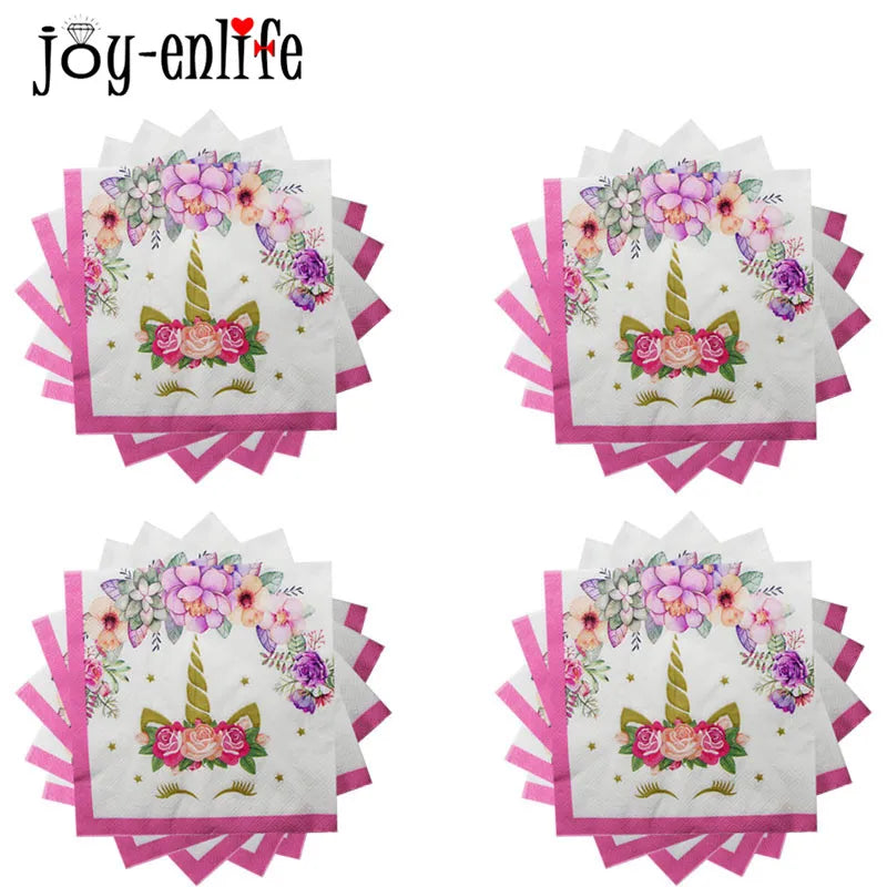 Girl Birthday Party Pink Unicorn Paper Plate Cup Napkin Disposable Tableware Sets Baby Shower 1st First Birthday Party Supplies
