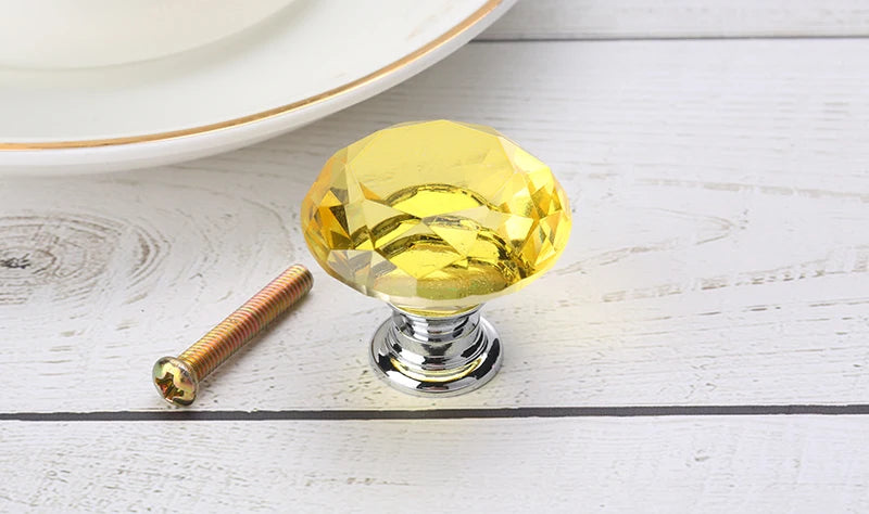 NAIERDI 20mm 30mm Diamond Crystal Glass Knobs Cupboard Pulls Drawer Knobs Kitchen Cabinet Handles Modern Style Furniture Pulls