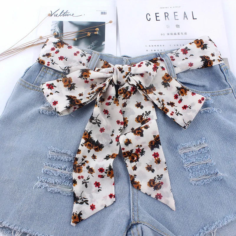 new fashion women Cloth designers belts ribbon chiffon printing knot rope for dresses jeans wide waistband belts