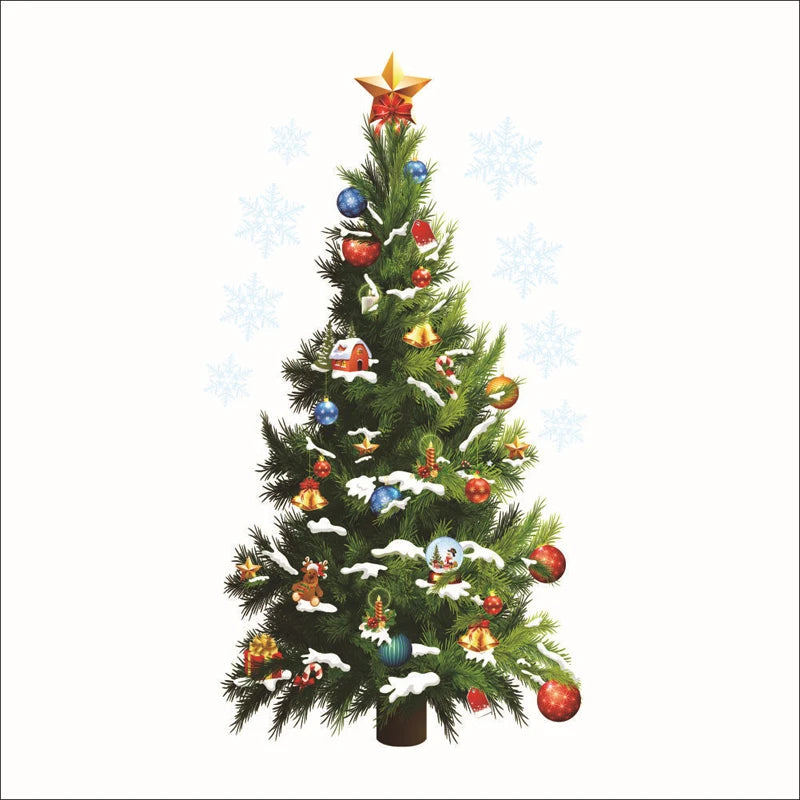 New Year Christmas Tree Wall Stickers Glass Window Home Decor Art Decals Creative 3D Living room Festival Decorations Wallpaper