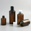 50ml 100ml 150ml 200ml Shoulder slope Amber PET Plastic Cream Skin Care Bottles For Shampoo Disk Cap 5OZ Brown Contaienrs 30pcs