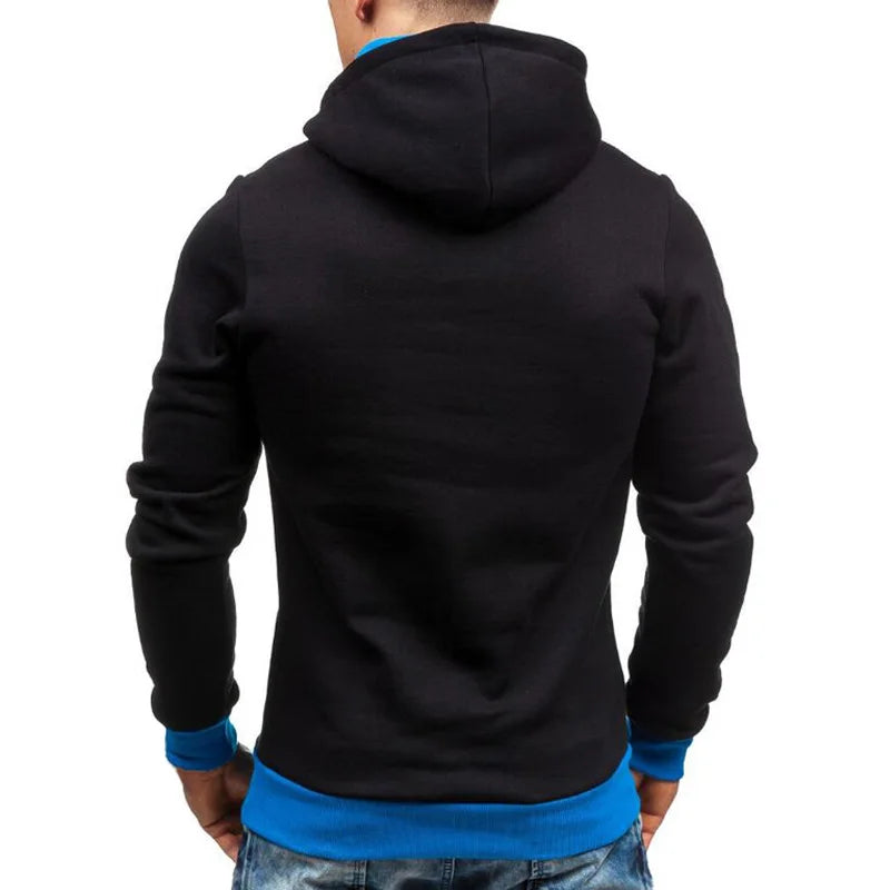 New Casual Solid Mens Hoodies Diagonal Zipper Long Sleeve Hoodie Sweatshirts Men Hoody Pullover Sweatshirt Hooded Sweat Homme
