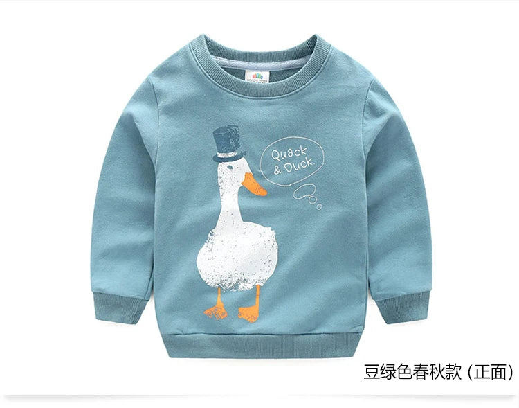 2025 Spring Autumn Korea Style 2 3 4 6 8 10 Years Children'S Birthday Long Sleeve Cartoon Animal Print Kids Baby Boy Sweatshirt