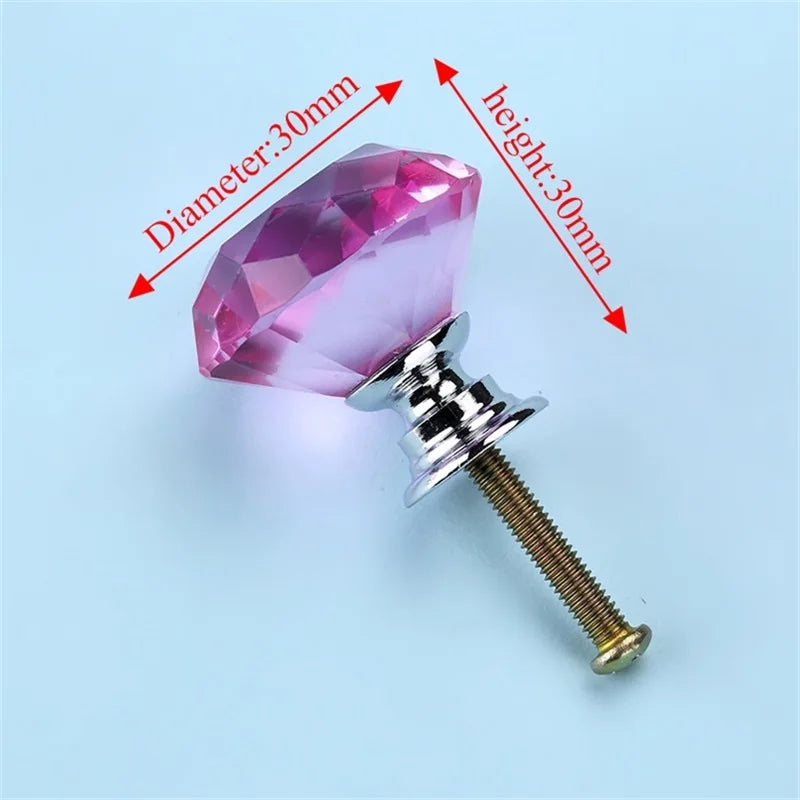 NAIERDI 20mm 30mm Diamond Crystal Glass Knobs Cupboard Pulls Drawer Knobs Kitchen Cabinet Handles Modern Style Furniture Pulls