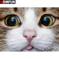 HOMFUN Full Square/Round Drill 5D DIY Diamond Painting "Animal cat" 3D Diamond Embroidery Cross Stitch Home Decor A19841