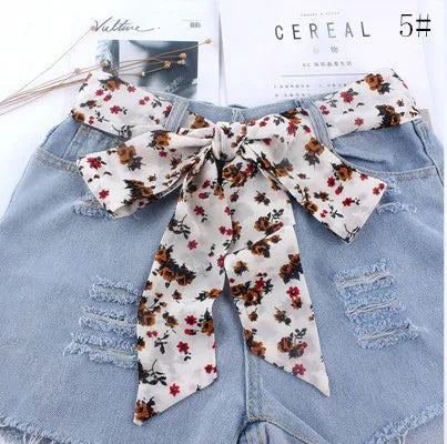 new fashion women Cloth designers belts ribbon chiffon printing knot rope for dresses jeans wide waistband belts