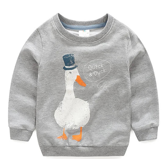 2025 Spring Autumn Korea Style 2 3 4 6 8 10 Years Children'S Birthday Long Sleeve Cartoon Animal Print Kids Baby Boy Sweatshirt
