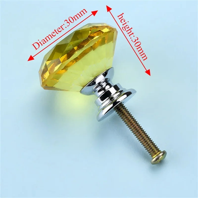 NAIERDI 20mm 30mm Diamond Crystal Glass Knobs Cupboard Pulls Drawer Knobs Kitchen Cabinet Handles Modern Style Furniture Pulls