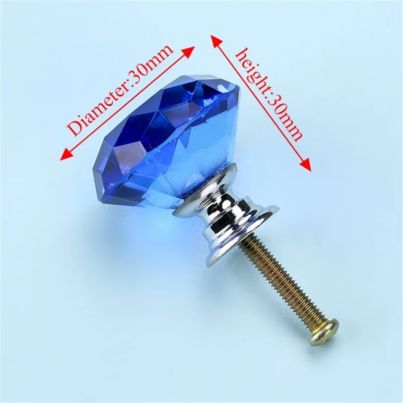 NAIERDI 20mm 30mm Diamond Crystal Glass Knobs Cupboard Pulls Drawer Knobs Kitchen Cabinet Handles Modern Style Furniture Pulls