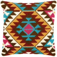 1patterns 411  DIY Needlework Kit  Acrylic Yarn Embroidery Pillow Tapestry Canvas Cushion Front Cross Stitch Pillowcase-