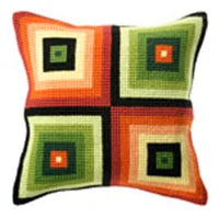 1patterns 411  DIY Needlework Kit  Acrylic Yarn Embroidery Pillow Tapestry Canvas Cushion Front Cross Stitch Pillowcase-