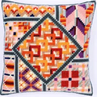1patterns 411  DIY Needlework Kit  Acrylic Yarn Embroidery Pillow Tapestry Canvas Cushion Front Cross Stitch Pillowcase-