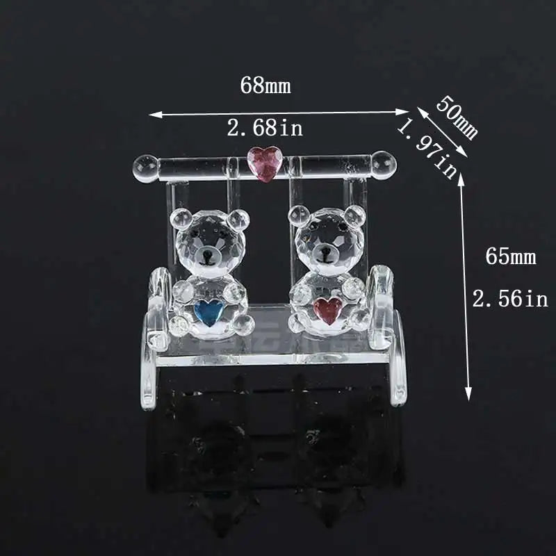 Crystal Couple Bear Figurine Glass Animal Bear Car Ornament Decor Home Table Decor Valentine's Day Gifts For Lovers