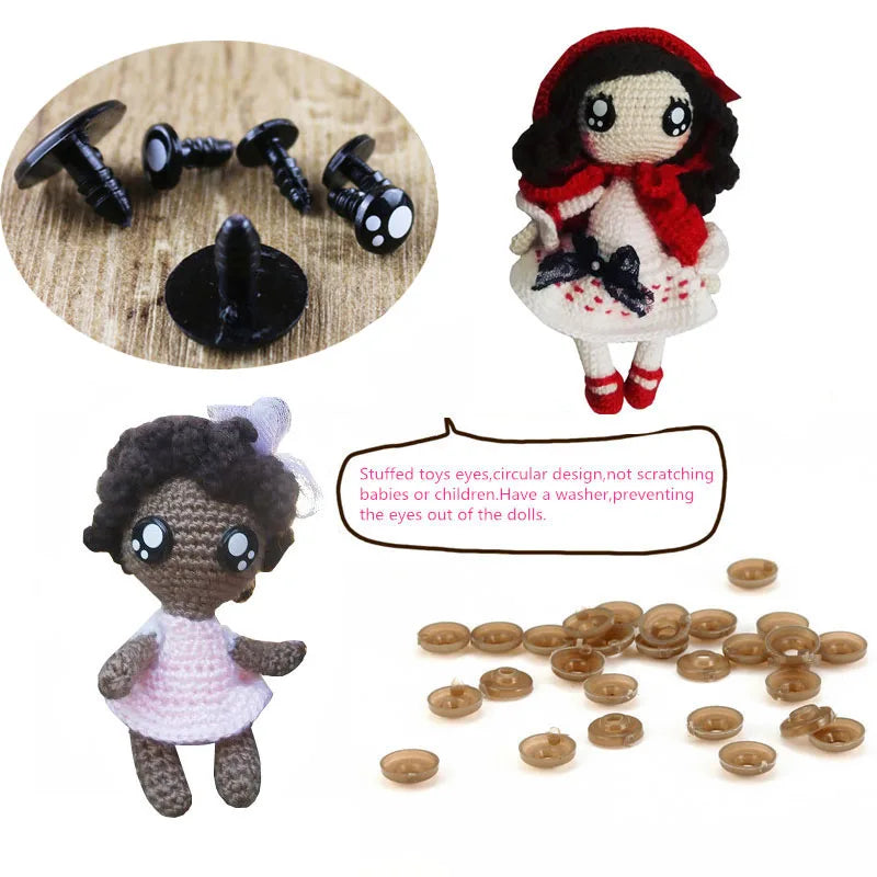 50Pcs 8-16mm Plastic Safety Eyes DIY Craft Supplies Plush Toys Stuffed Dolls Accessories Amigurumi Eyeballs Cartoon Eyes Decor