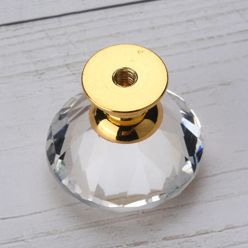 NAIERDI 20mm 30mm Diamond Crystal Glass Knobs Cupboard Pulls Drawer Knobs Kitchen Cabinet Handles Modern Style Furniture Pulls